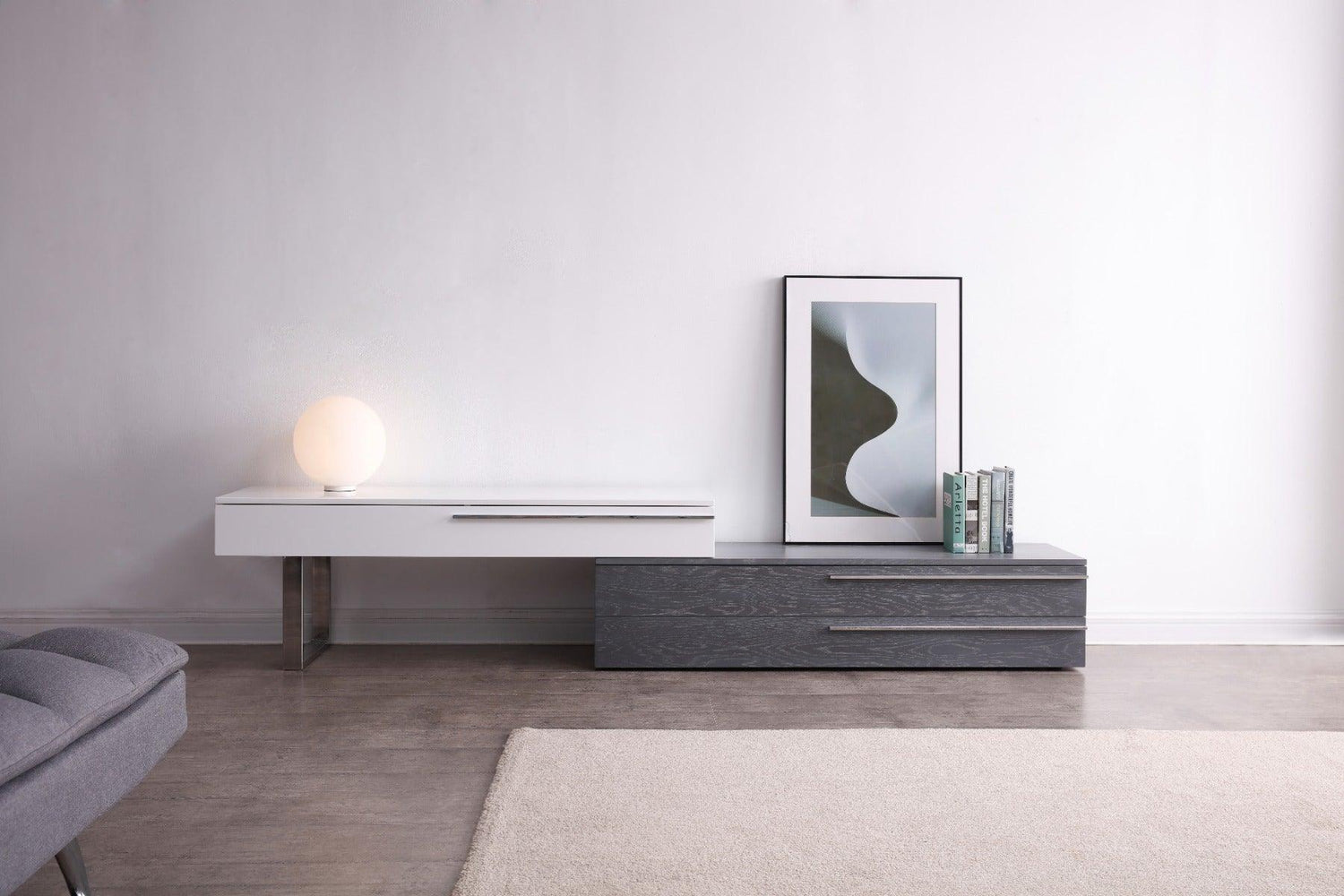 Ce Hudson Tv Base In Grey & White - 17475 - Gw | J&M | Home Elegance USA