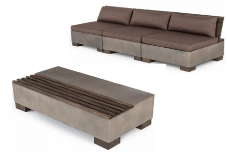 Vig Furniture Modrest Delaware - Modern Concrete Sofa Set with Rectangular Coffee Table