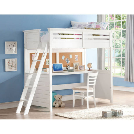 ACME Lacey Loft Bed & Desk in White 37670 Home Elegance USA