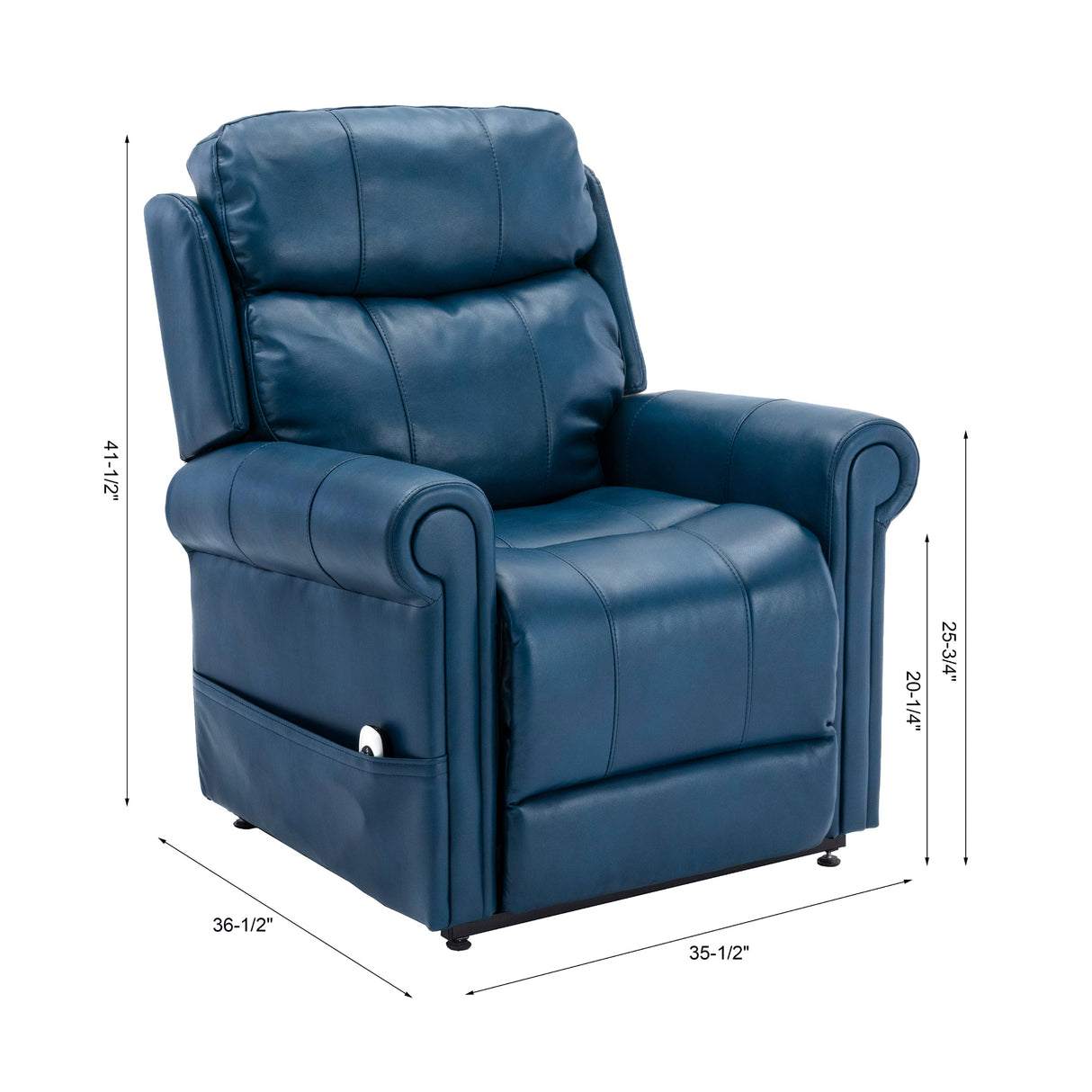 Lowell Navy Blue Leather Gel Lift Chair with Massage Home Elegance USA