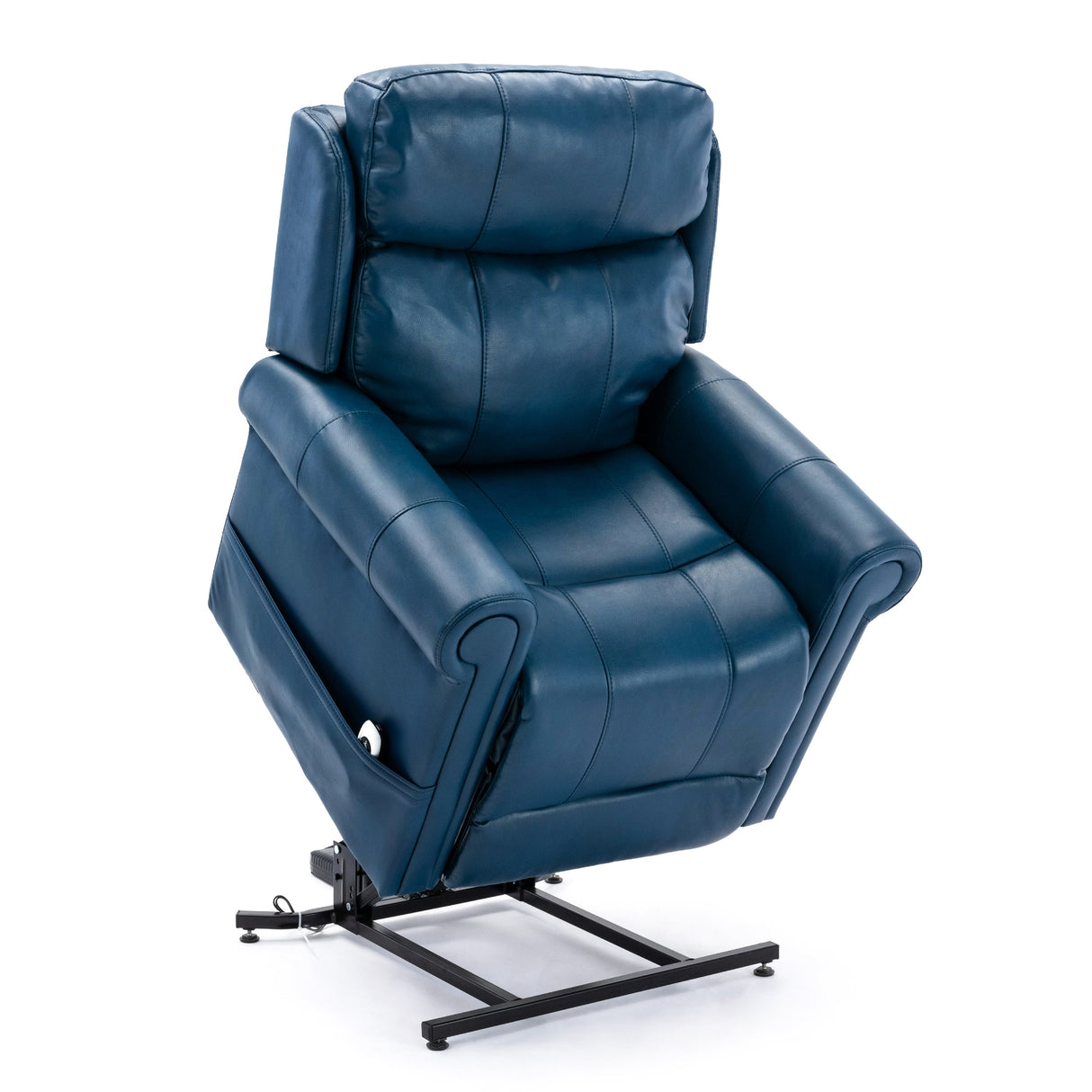 Lowell Navy Blue Leather Gel Lift Chair with Massage Home Elegance USA