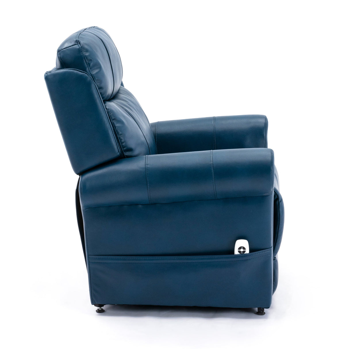 Lowell Navy Blue Leather Gel Lift Chair with Massage Home Elegance USA