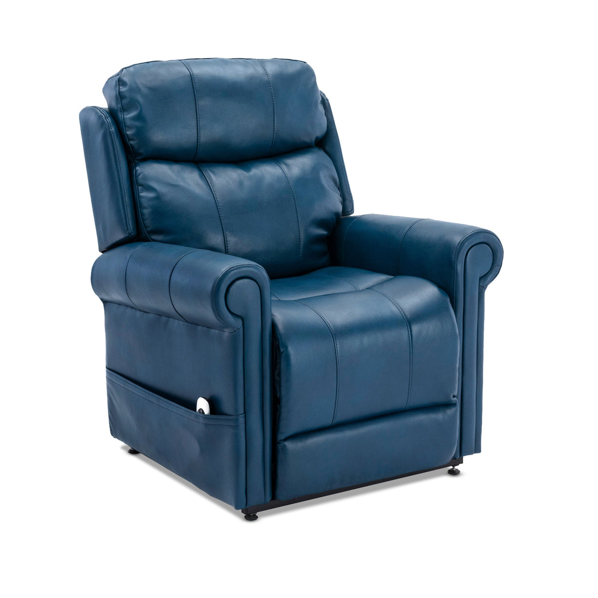 Lowell Navy Blue Leather Gel Lift Chair with Massage Home Elegance USA