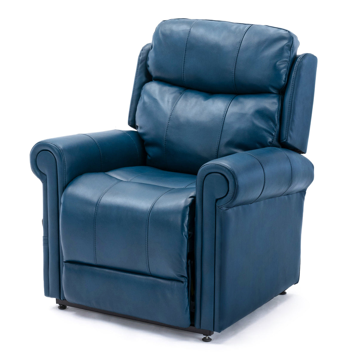 Lowell Navy Blue Leather Gel Lift Chair with Massage Home Elegance USA