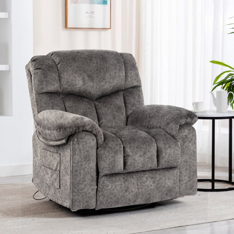 Swivel and Rocking Recliner Chair with Massage and Heating Bonded Leather Sofa Home Elegance USA