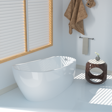 Freestanding. Contemporary Design Acrylic Flatbottom Bathtub in White