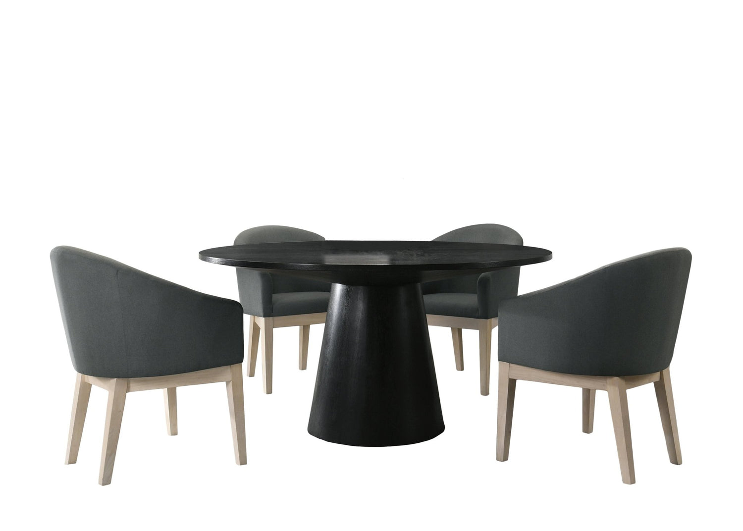 Jasper Ebony Black 5 Piece Round Dining Table Set with Gray Chairs - Home Elegance USA