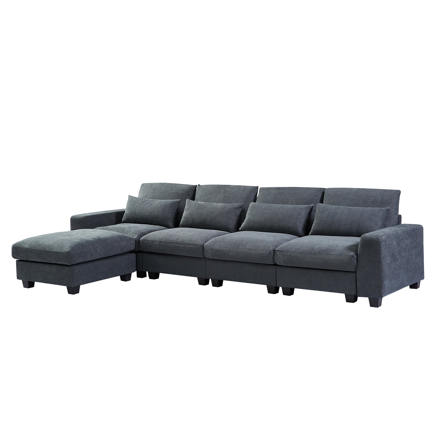 U_Style Modern Large L-Shape Feather Filled Sectional Sofa,  Convertible Sofa Couch with Reversible Chaise for Living Room - Home Elegance USA