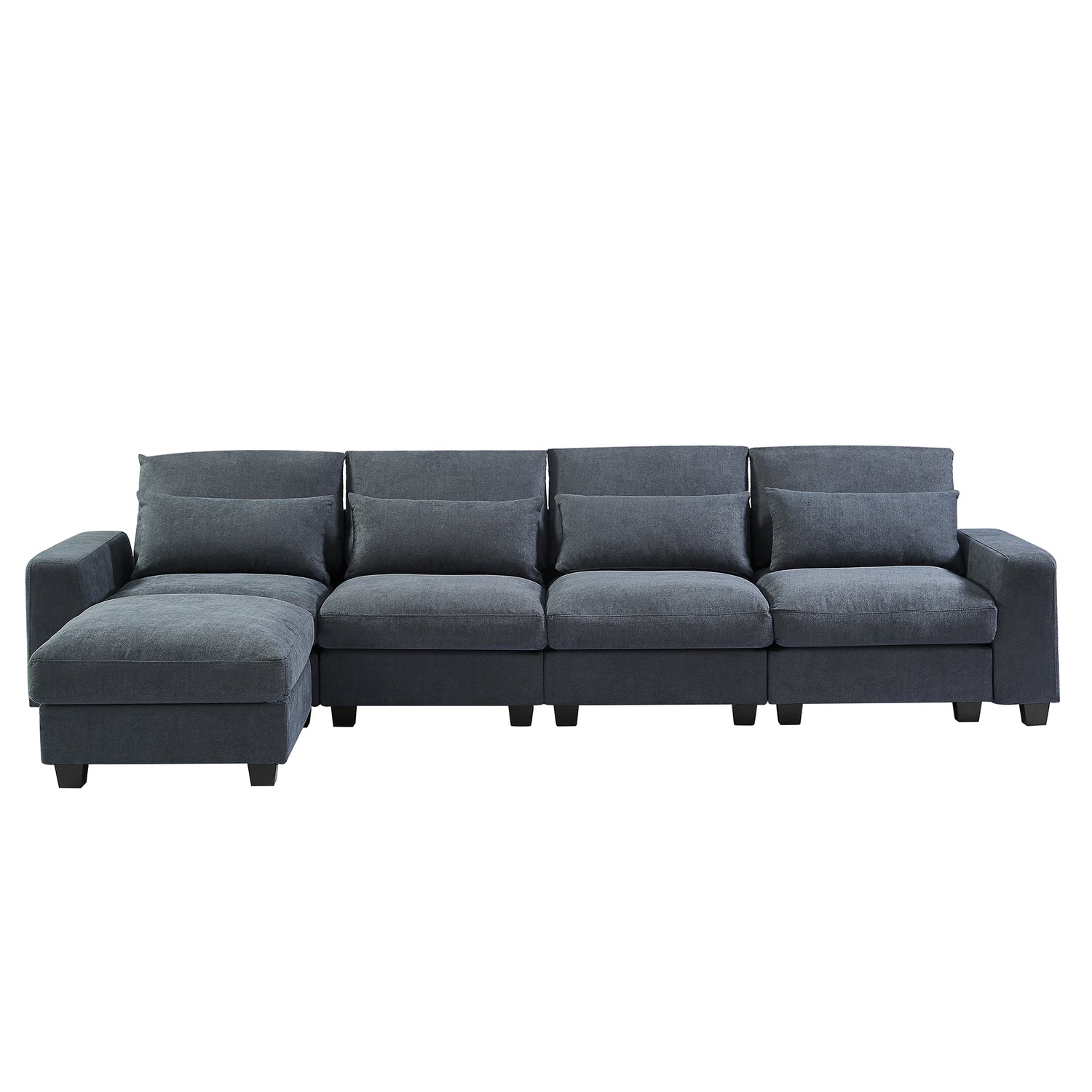 U_Style Modern Large L-Shape Feather Filled Sectional Sofa,  Convertible Sofa Couch with Reversible Chaise for Living Room - Home Elegance USA