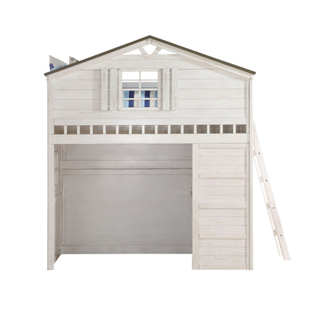 ACME Tree House Loft Bed (Twin Size) in Weathered White & Washed Gray 37165 Home Elegance USA