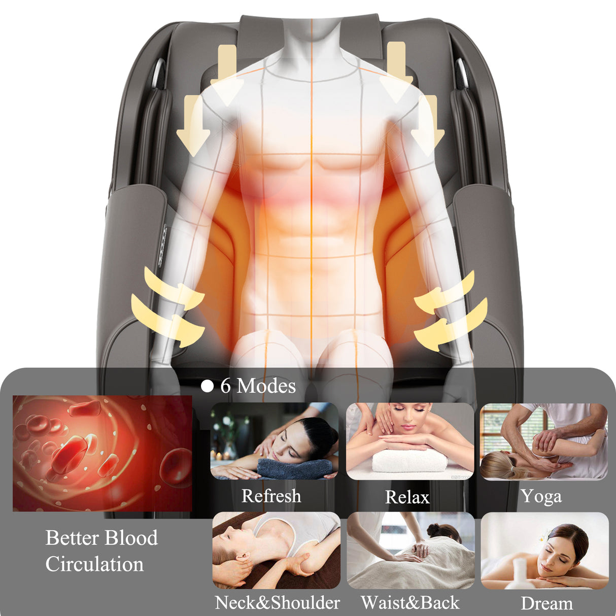 BOSSCARE Massage Chair Recliner with Zero Gravity, Full Body Airbag Massage Chair with Bluetooth Speaker, Foot Roller Brown | Home Elegance USA