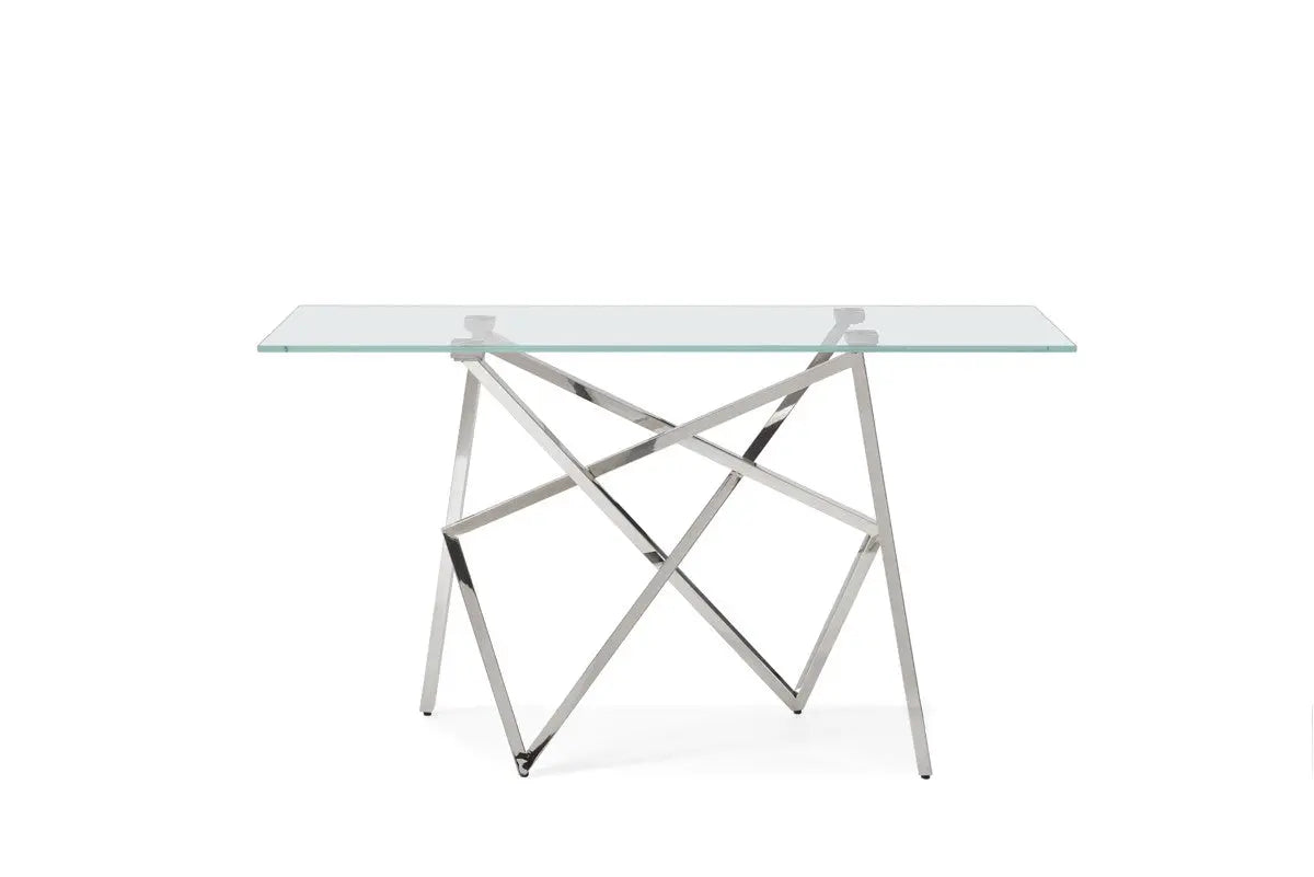 Vig Furniture - Modrest Hawkins Modern Glass & Stainless Steel Console Table - Vgvck129