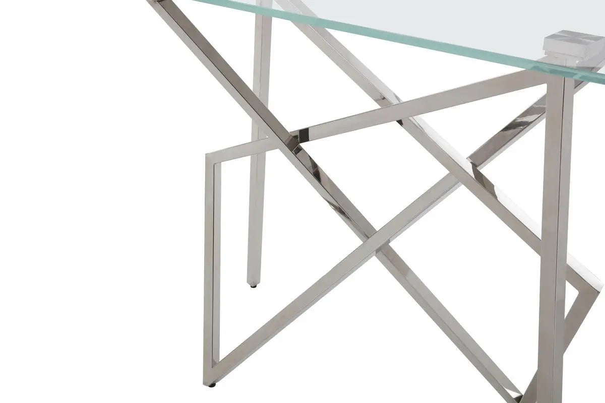 Vig Furniture - Modrest Hawkins Modern Glass & Stainless Steel Console Table - Vgvck129