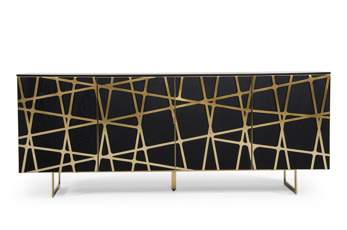 Modrest Kilson - Modern Black Oak & Champagne Gold Buffet - Home Elegance USA