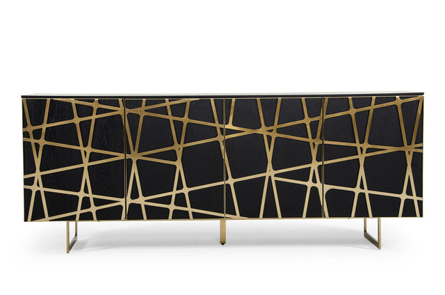 Modrest Kilson - Modern Black Oak & Champagne Gold Buffet - Home Elegance USA