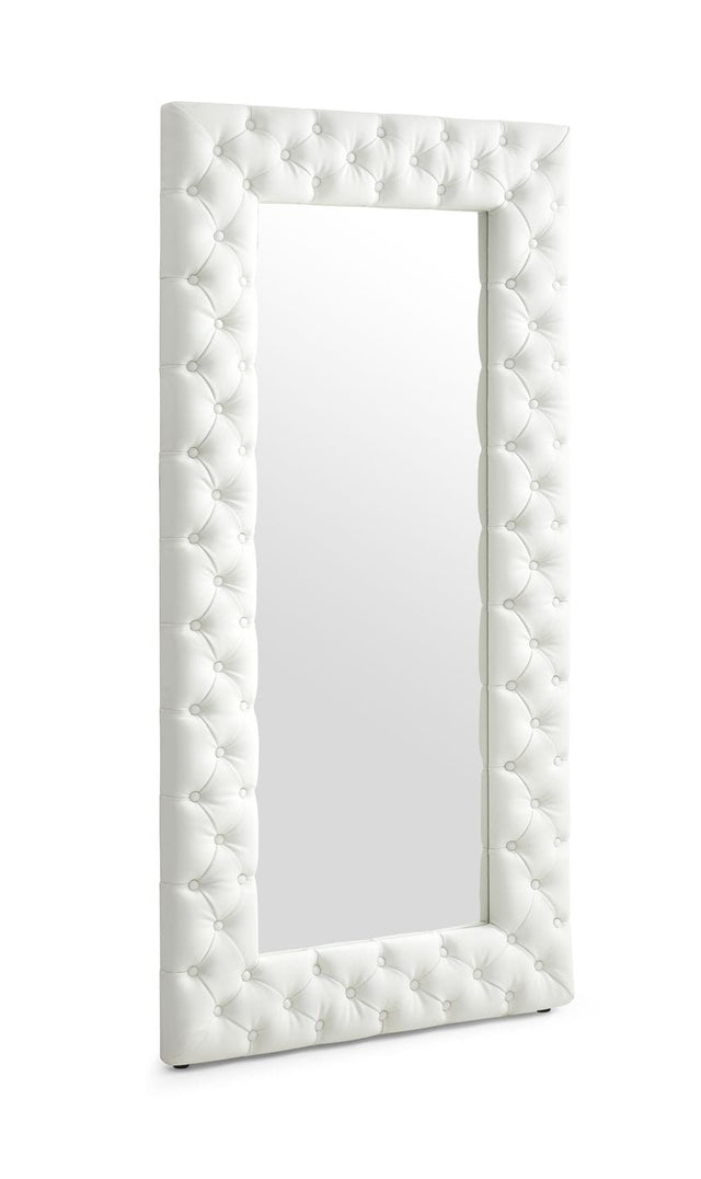 Vig Furniture Modrest Legend - Modern White Bonded Leather Floor Mirror