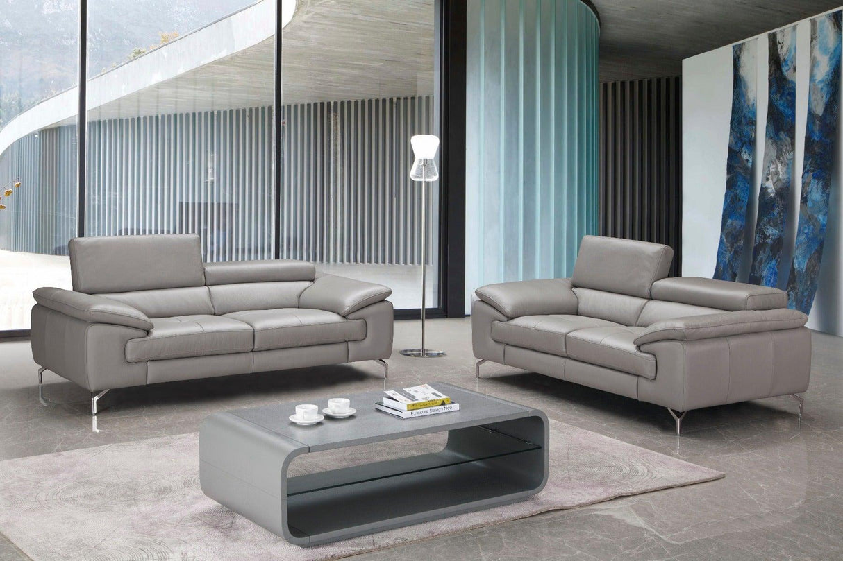 J&M Furniture - Liam Premium Leather Sofa Set In Grey - 18758-2Set