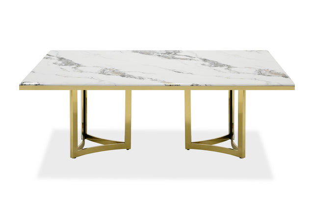 Vig Furniture Modrest Loomis - White Marble & Gold Dining Table