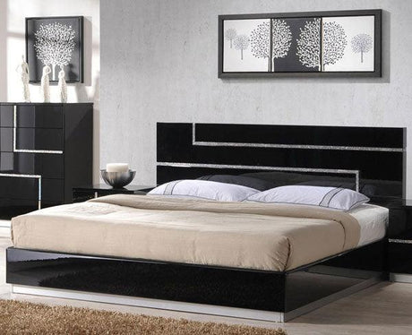 J&M Furniture - Lucca Black Lacquer Queen Platform Bed - 17685-Q