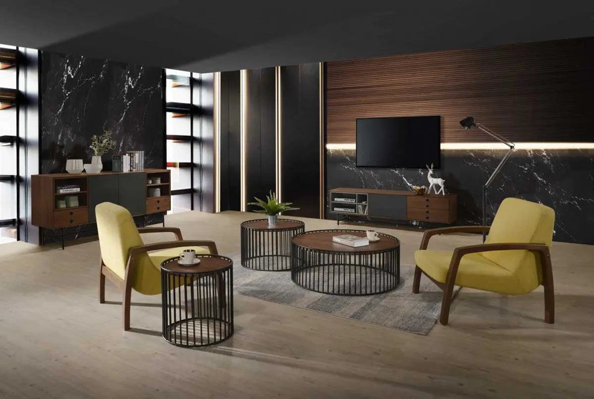 Vig Furniture - Modrest Bronson Mid-Century Modern Walnut & Grey Tv Stand - Vgmabh-582