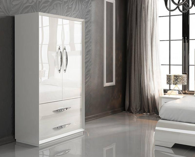 Esf Furniture - Miami 2-Door Wardrobe In White - Miami-2Door Ward