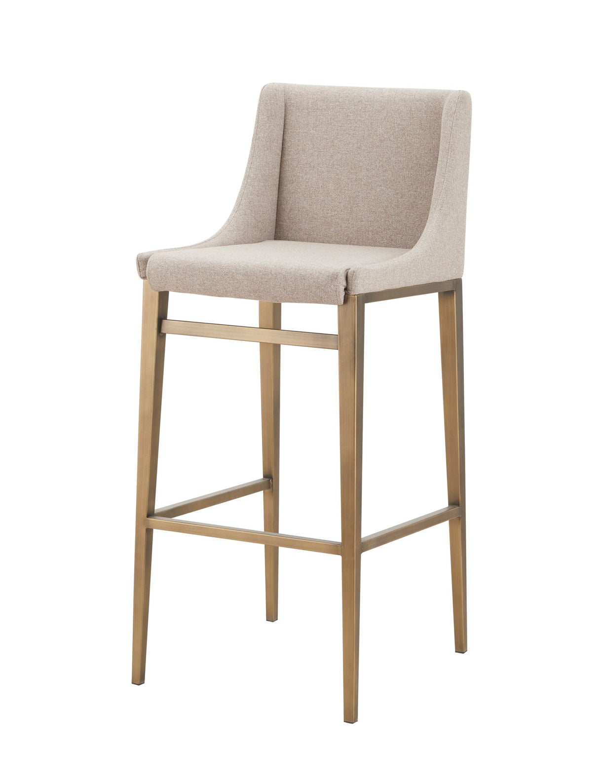 Vig Furniture Modrest Mimi - Contemporary Beige + Brass Bar Stool (Set of 2)