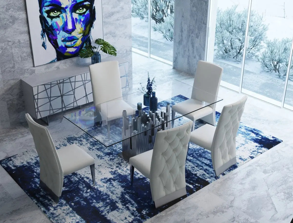 Vig Furniture - Modrest Edwin Modern Glass & Stainless Steel Dining Table - Vgvct1828