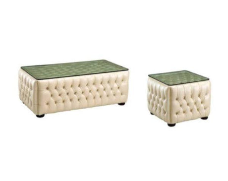 3 Piece Occasional Table Set In Ivory - 258Coffeetable - 3Set | ESF | Home Elegance USA