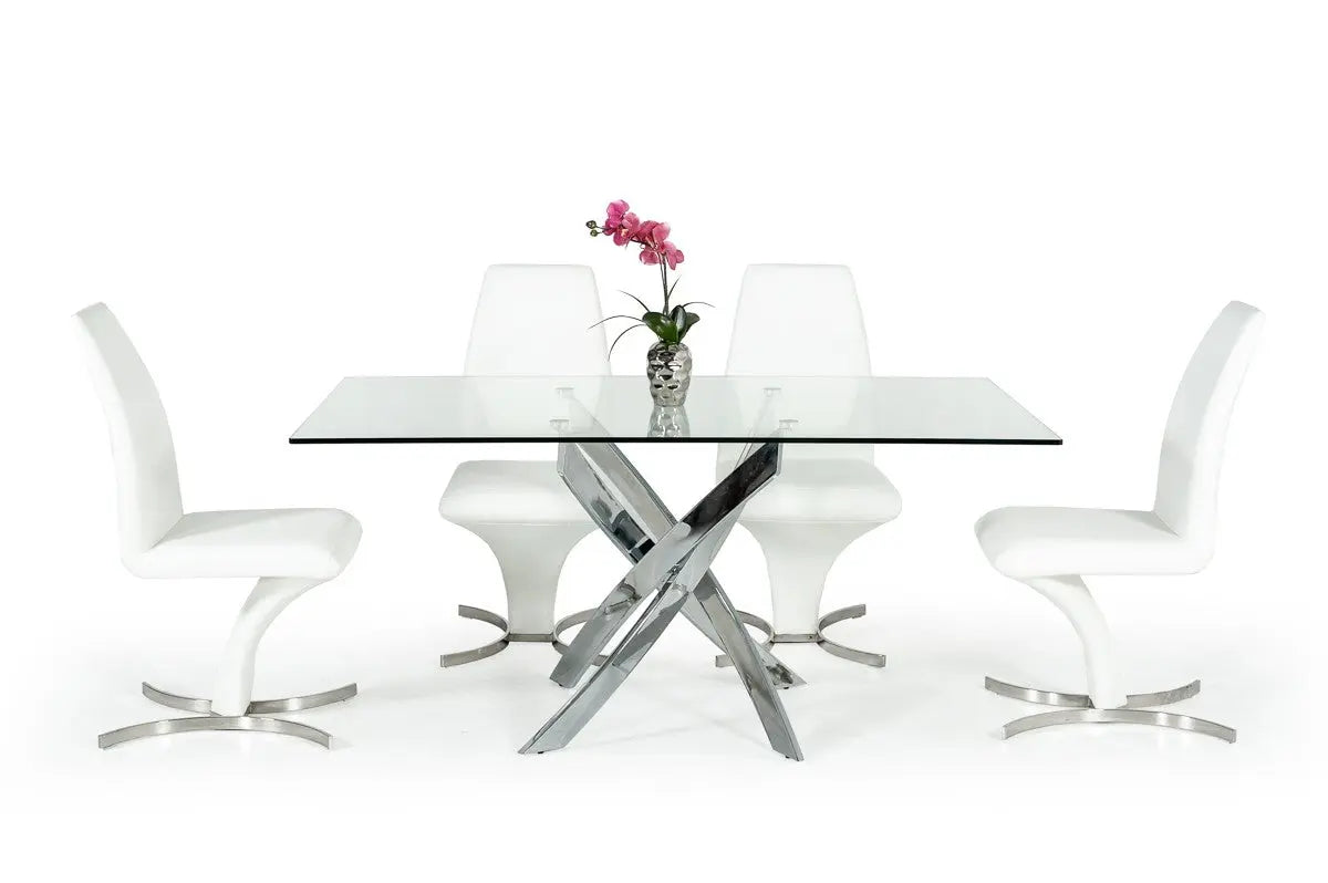 Vig Furniture - Modrest Pyrite Modern Rectangular Glass Dining Table - Vgewf2133Ea