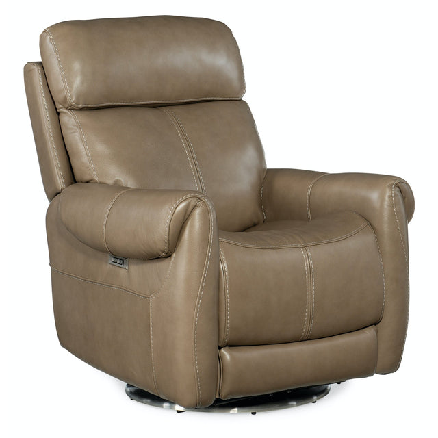 Sterling Swivel Power Recliner with Power Headrest in Pesaro Clay Leather - Hooker Furniture