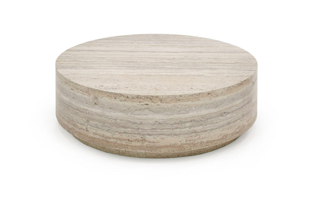 Vig Furniture Nova Domus Roma - Modern Faux Travertine Round Coffee Table