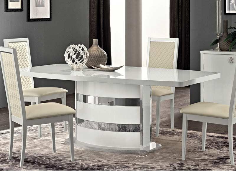 Esf Furniture - Roma Dining Table With 18" Extension In White - Romatablewhite
