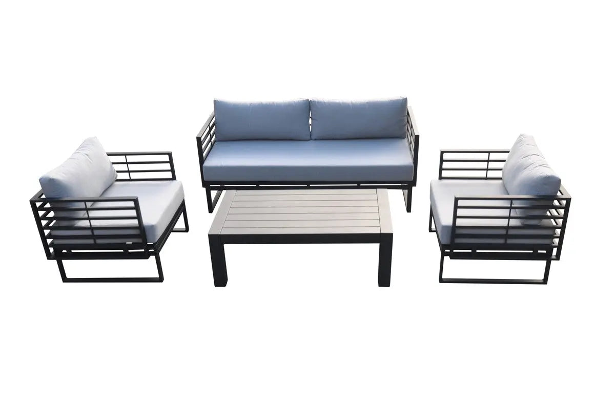 Vig Furniture - Renava Wharf Outdoor Grey & Black Sofa Set - Vgges0273
