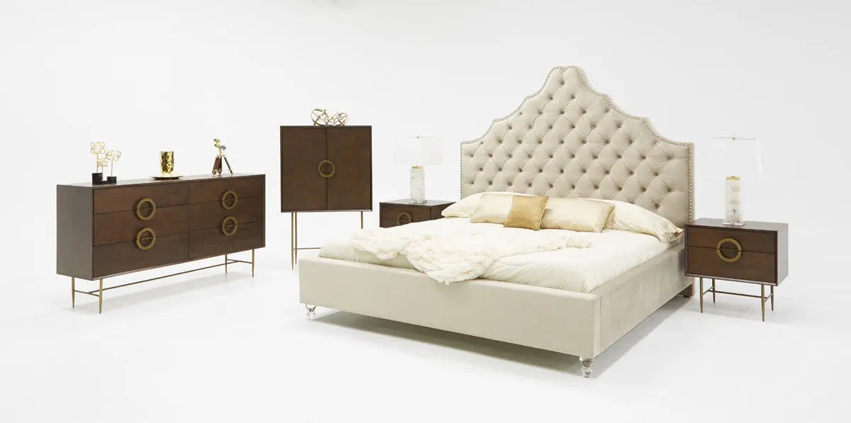 Vig Furniture - Modrest Selena Modern Acacia & Brass Dresser - Vgnx18151