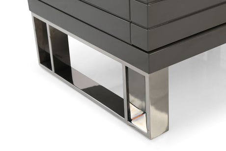 Vig Furniture Modrest Splendor - Grey High Gloss Slatted Nightstand