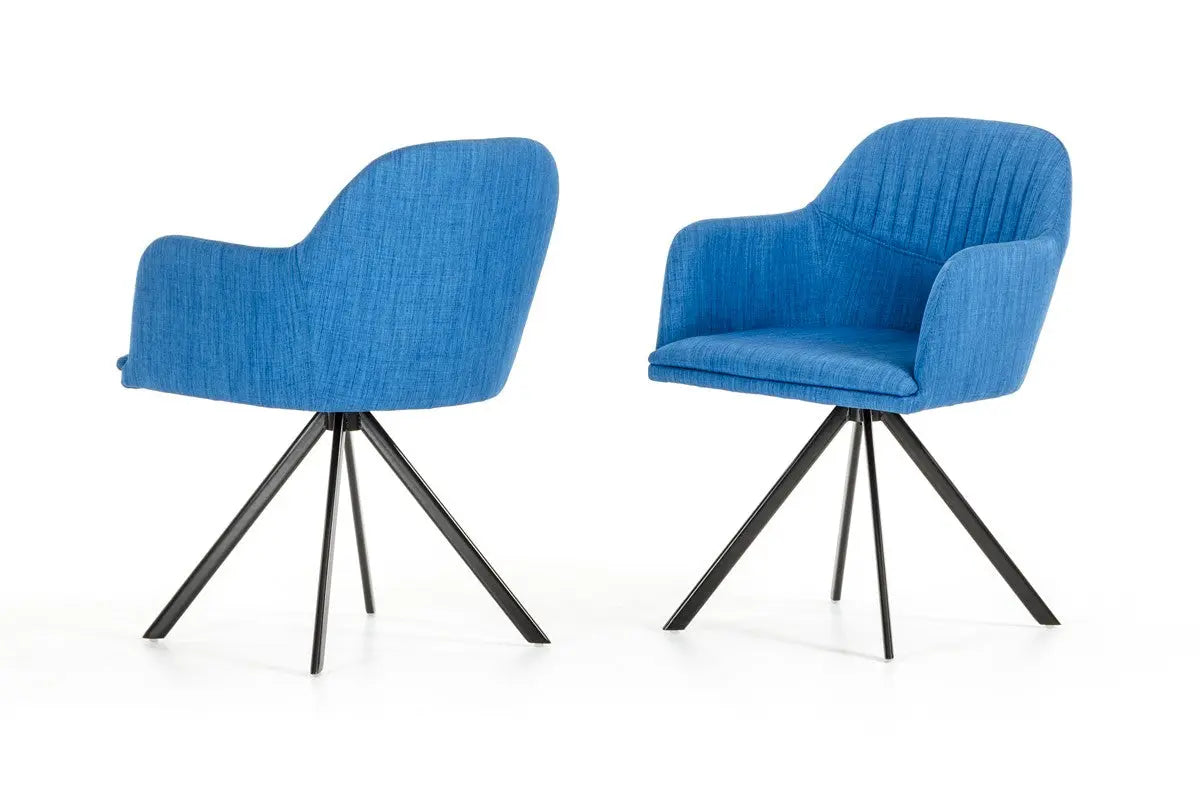Vig Furniture - Modrest Synergy Modern Grey Fabric Dining Chair (Set Of 2) - Vgeumc-8112Ch-A-Blu