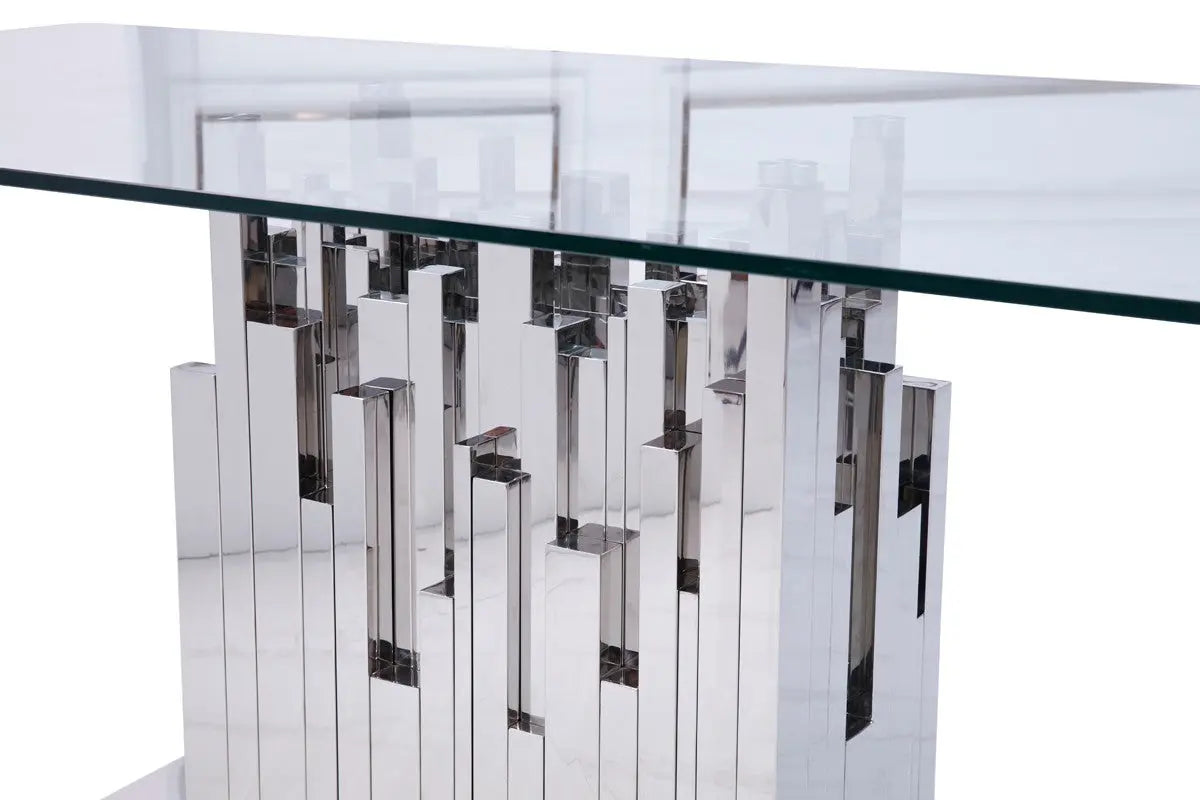 Vig Furniture - Modrest Edwin Modern Glass & Stainless Steel Dining Table - Vgvct1828