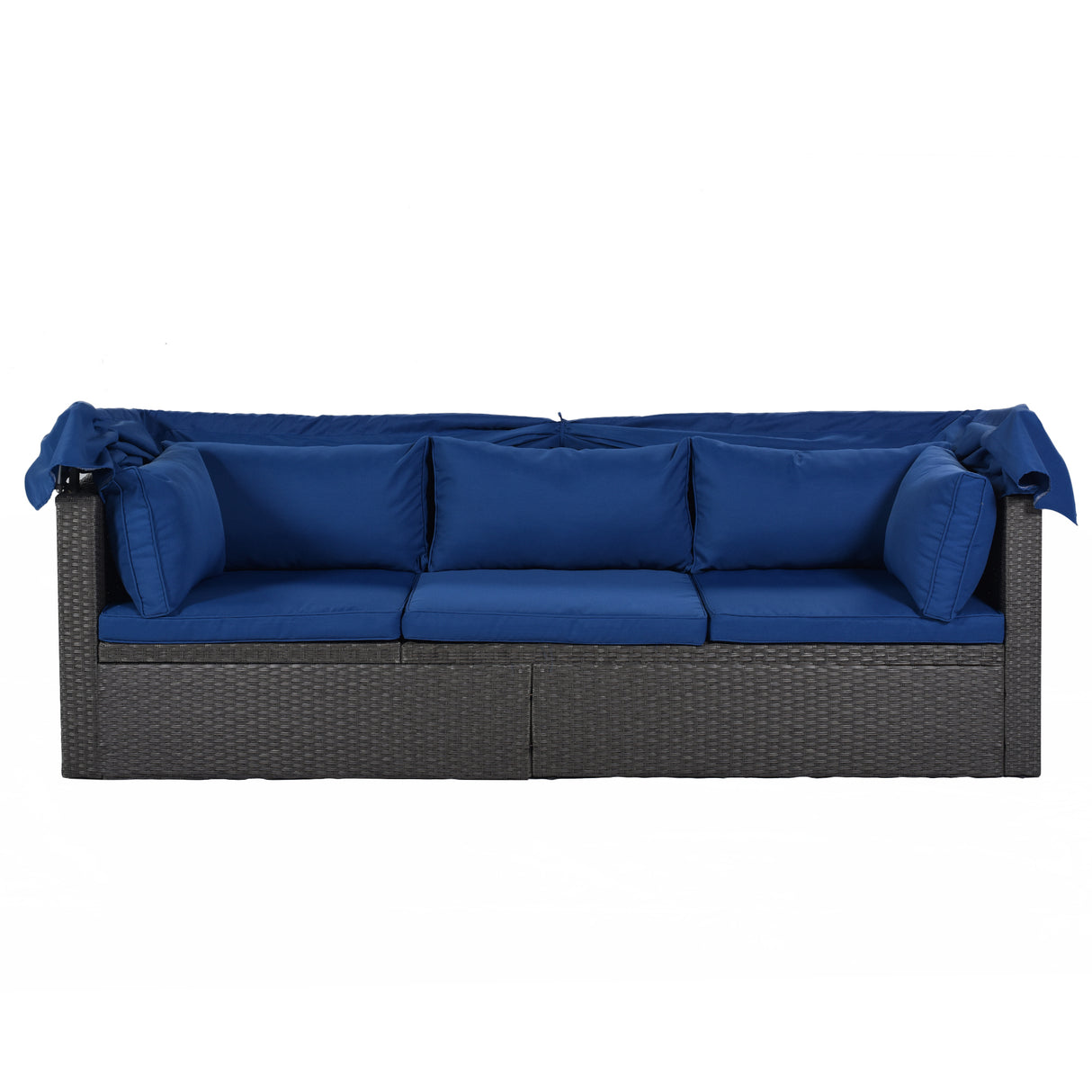 U_Style Outdoor Patio Rectangle Daybed with Retractable Canopy, Wicker Furniture Sectional Seating with Washable Cushions, Backyard, Porch(As same as WY000263AAV) - Home Elegance USA