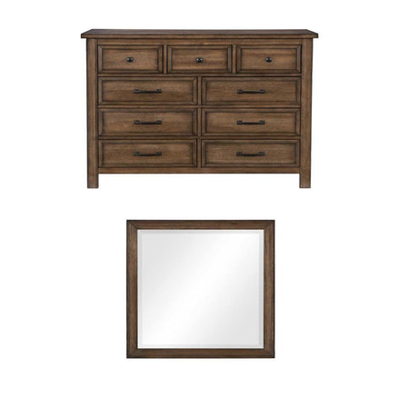 Brevard Dresser With Mirror In Light Brown 1584 - 6 - Dm | Homelegance | Home Elegance USA