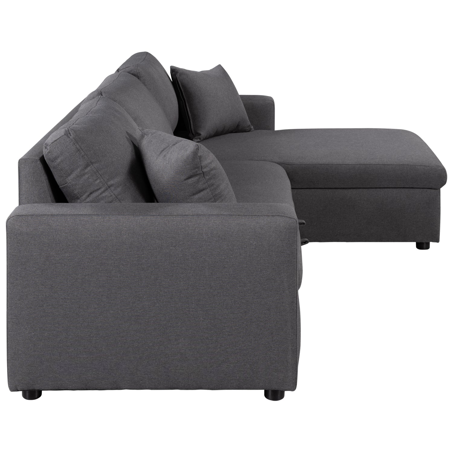 U_STYLE Upholstery  Sleeper Sectional Sofa Grey with Storage Space, 2 Tossing Cushions - Home Elegance USA