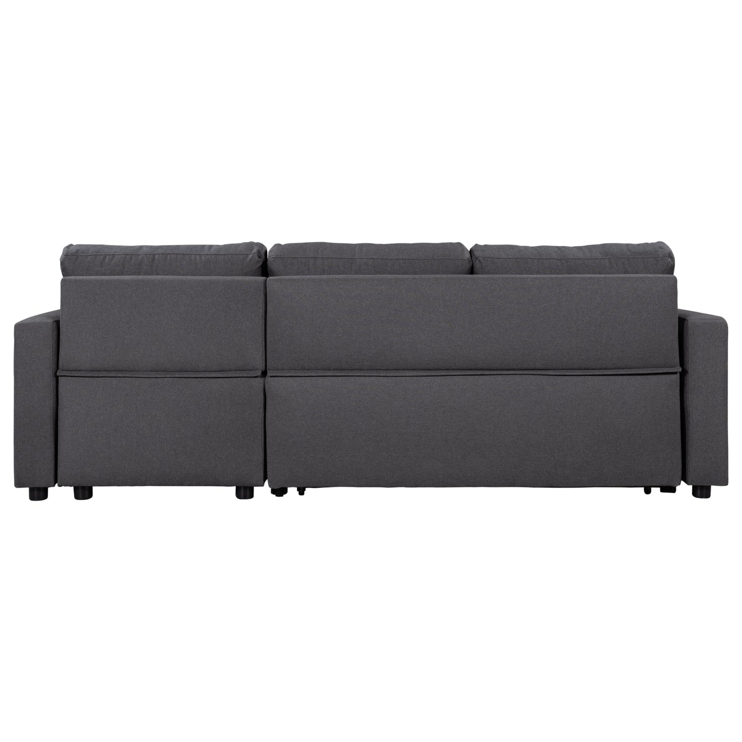 U_STYLE Upholstery  Sleeper Sectional Sofa Grey with Storage Space, 2 Tossing Cushions - Home Elegance USA