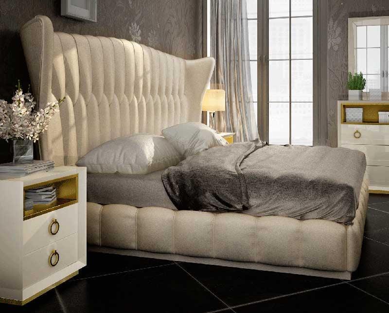 Esf Furniture - Velvet Eastern King Bed In Cream - Velvetbedks