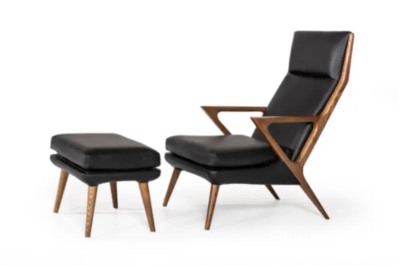 Vig Furniture - Modrest Fulton Modern Black Lounge Chair & Ottoman - Vgcslc-17050