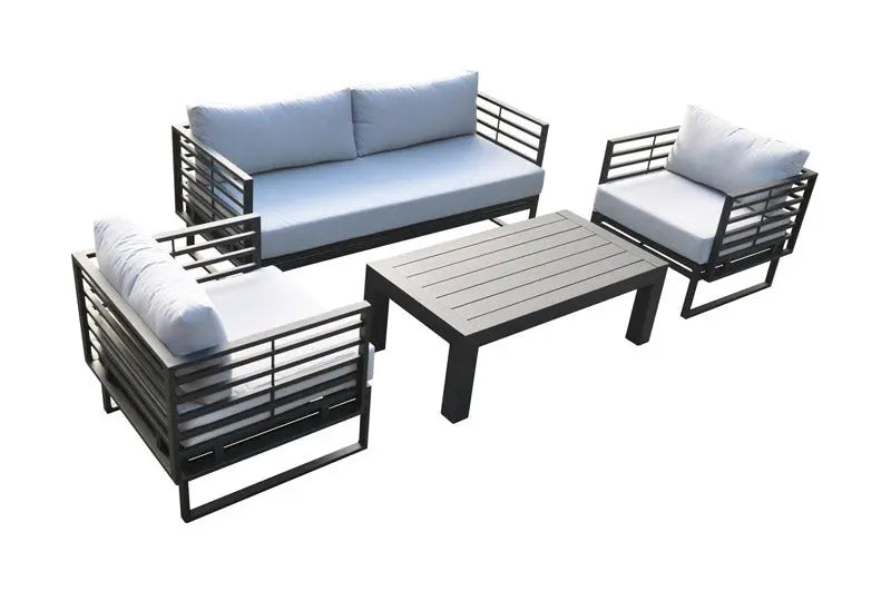 Vig Furniture - Renava Wharf Outdoor Grey & Black Sofa Set - Vgges0273