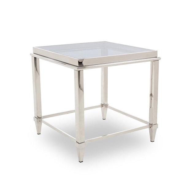 Vig Furniture - Modrest Agar Modern Glass & Stainless Steel End Table - Vghb235B
