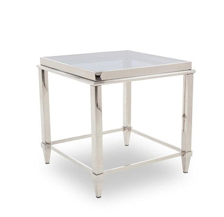 Vig Furniture - Modrest Agar Modern Glass & Stainless Steel End Table - Vghb235B