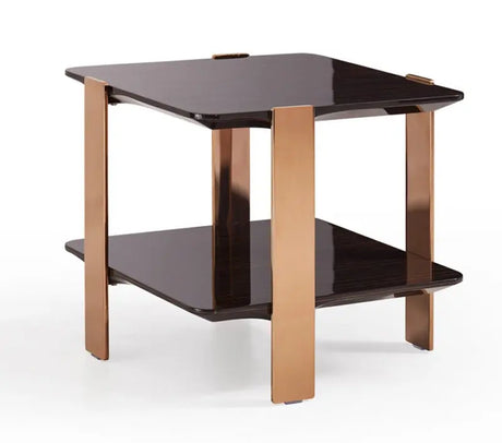 Vig Furniture - Modrest Leroy Modern Ebony & Rosegold End Table - Vghb280B-Ebn