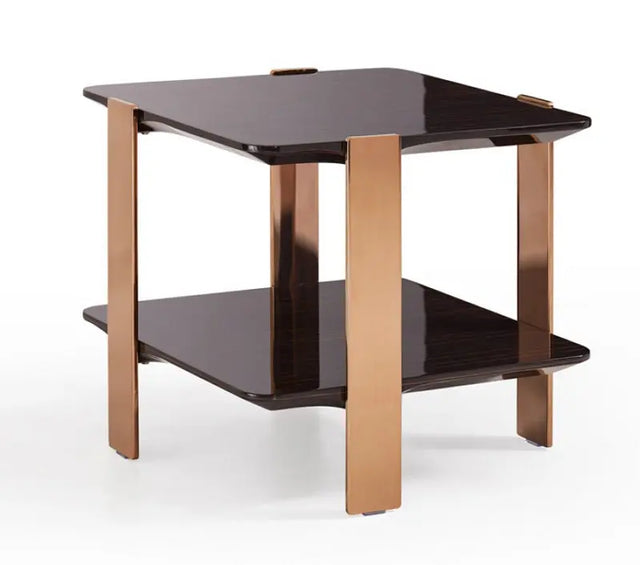 Vig Furniture - Modrest Leroy Modern Ebony & Rosegold End Table - Vghb280B-Ebn