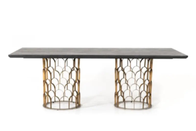 Vig Furniture - Modrest Natalie Modern Black Acacia & Antique Brass Dining Table - Vglbgats-Dt220-03