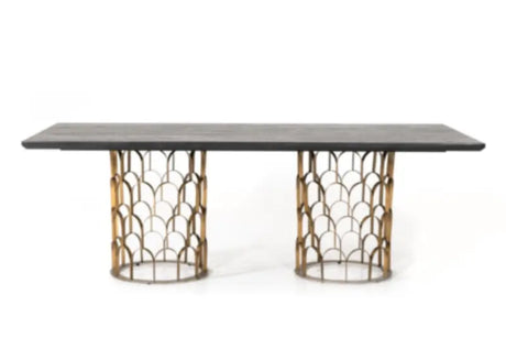 Vig Furniture - Modrest Natalie Modern Black Acacia & Antique Brass Dining Table - Vglbgats-Dt220-03